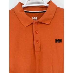 Helly Hansen‎ Polo Shirt Mens XL Organic Cotton Casual Short Sleeve Orange